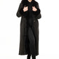 Women's Black Sheepskin Coat with Fur Collar