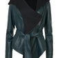 Handmade leather jacket with hood,  flexible size, front view