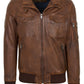 PHILIPE - Antique Brown Bomber Leather Jacket