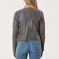 ROBIN- Handmade Assymetrical Leather Jacket in Denim Color