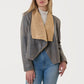 ROBIN- Handmade Assymetrical Leather Jacket in Denim Color