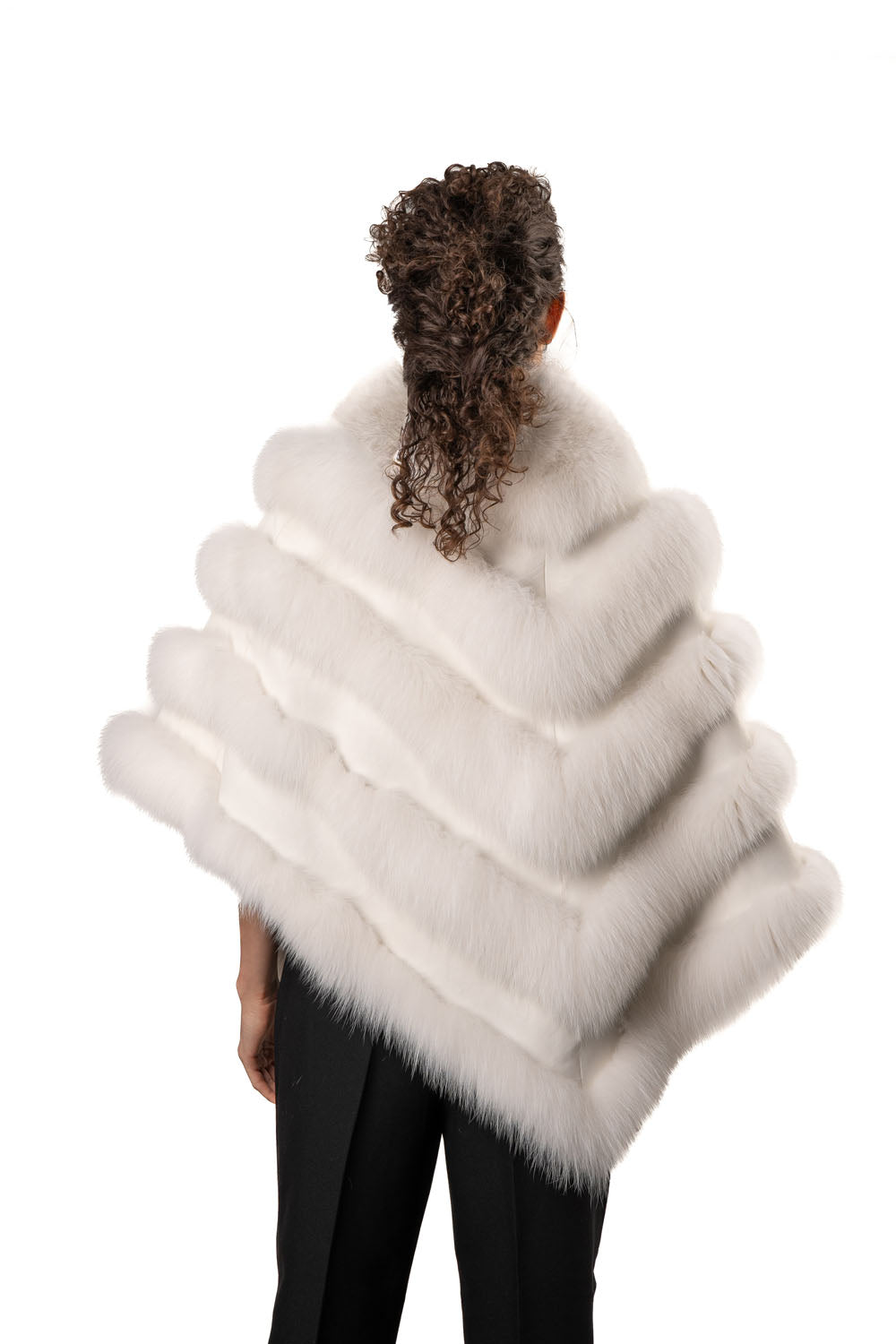 CHELSEA-White Fur and Leather  Cape