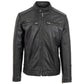 JASON-Black leather jacket with detachable  hood.