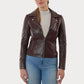 WOMANS HANDMADE BURGUNDY LEATHER JACKET