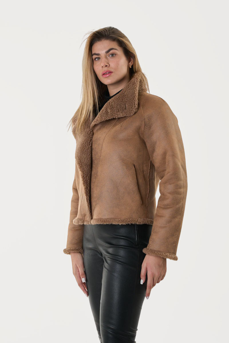 MALLOW -Teddy Wool  reversible Brown Jacket