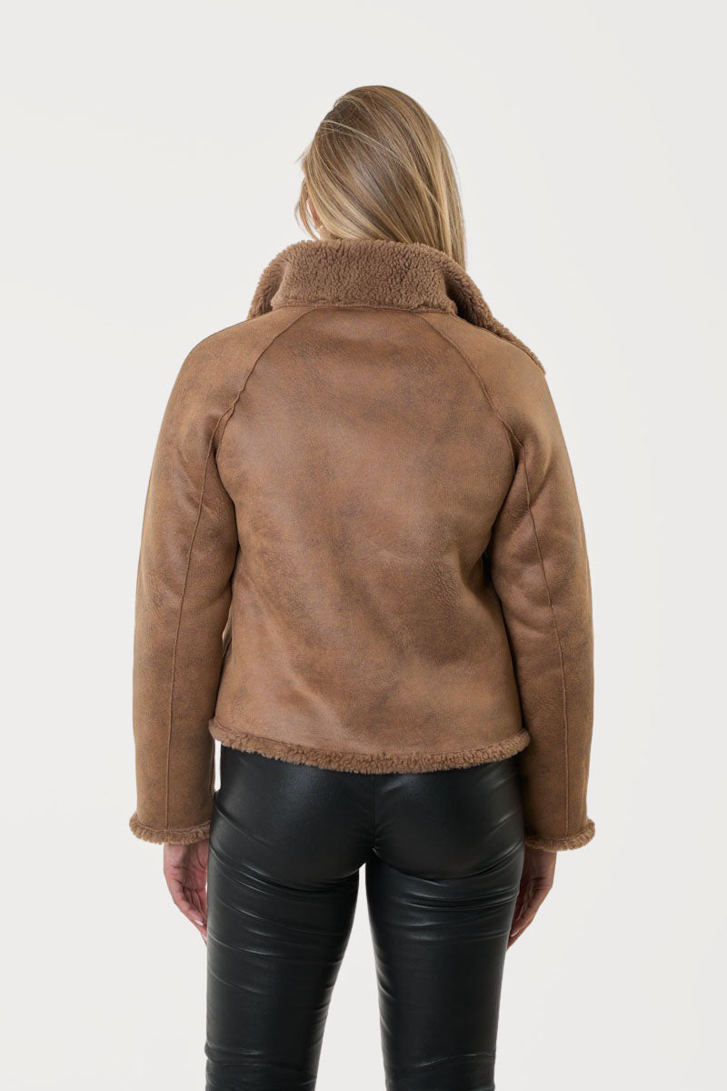 MALLOW -Teddy Wool  reversible Brown Jacket