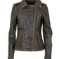 MARIA -  Washed leather biker jacket.