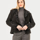 3080 -Women's Black Sheepskin Jacket with Astrakan Details