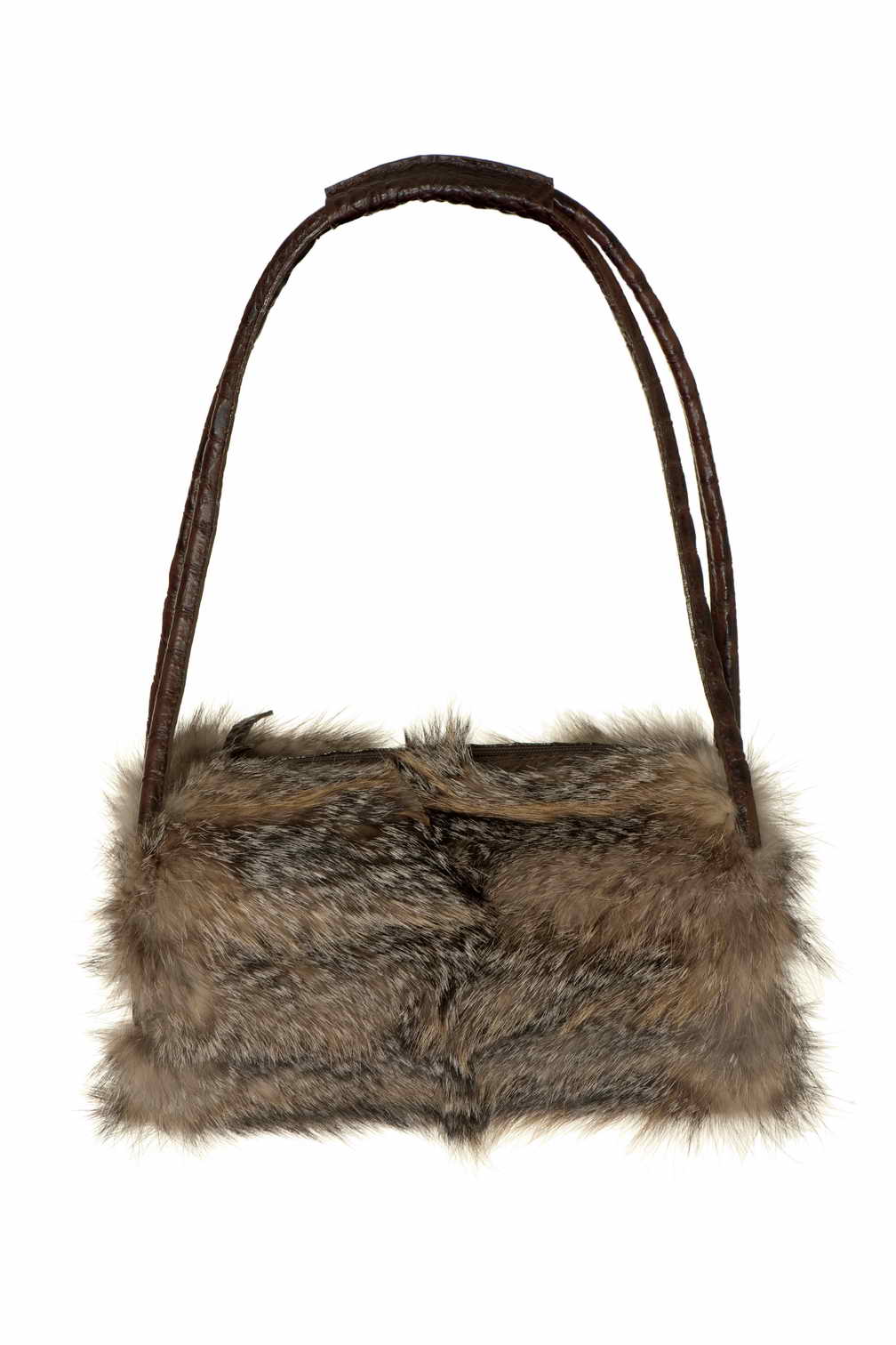 Genuine Brown  fur and  Leather bag