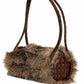 Genuine Brown  fur and  Leather bag