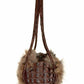 Genuine Brown  fur and  Leather bag