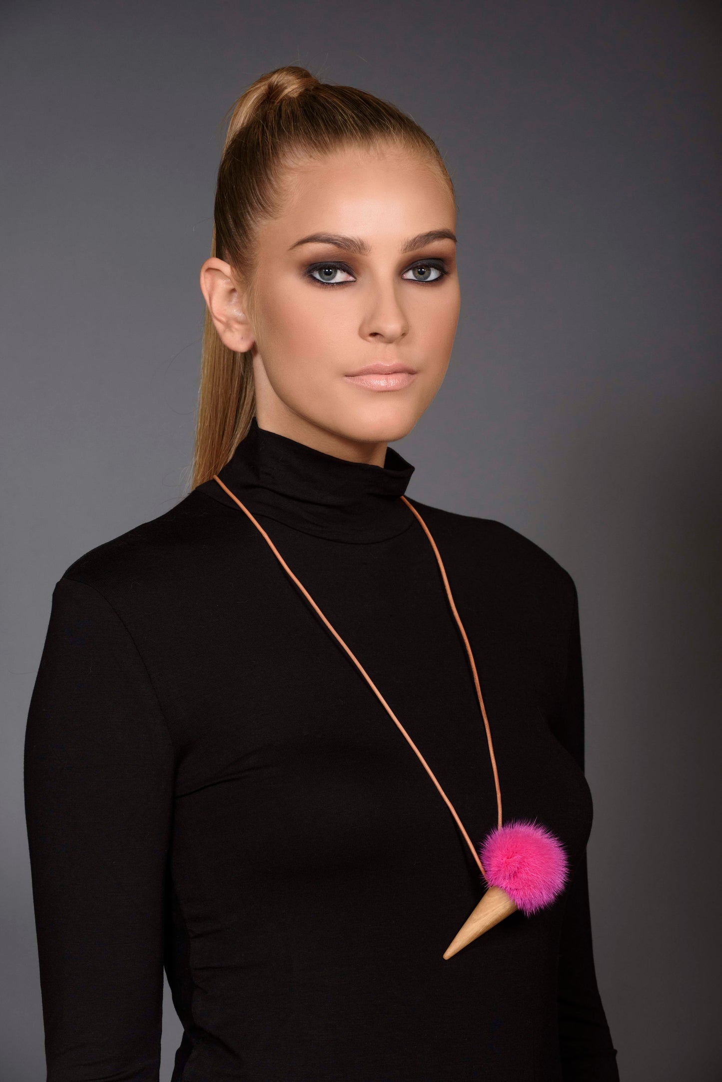 Handmade Mink Fur Ice Cream Necklace