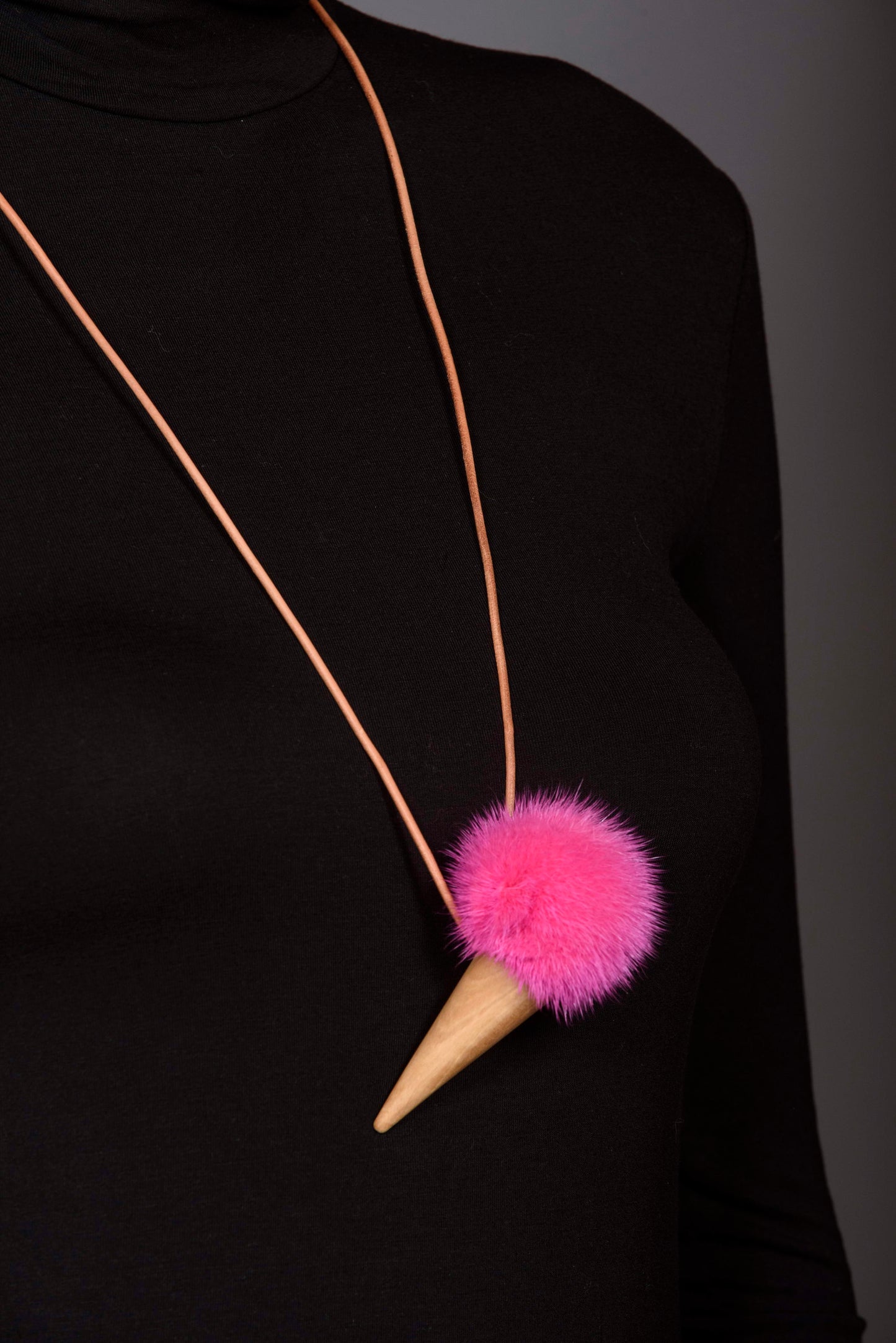 Handmade Mink Fur Ice Cream Necklace