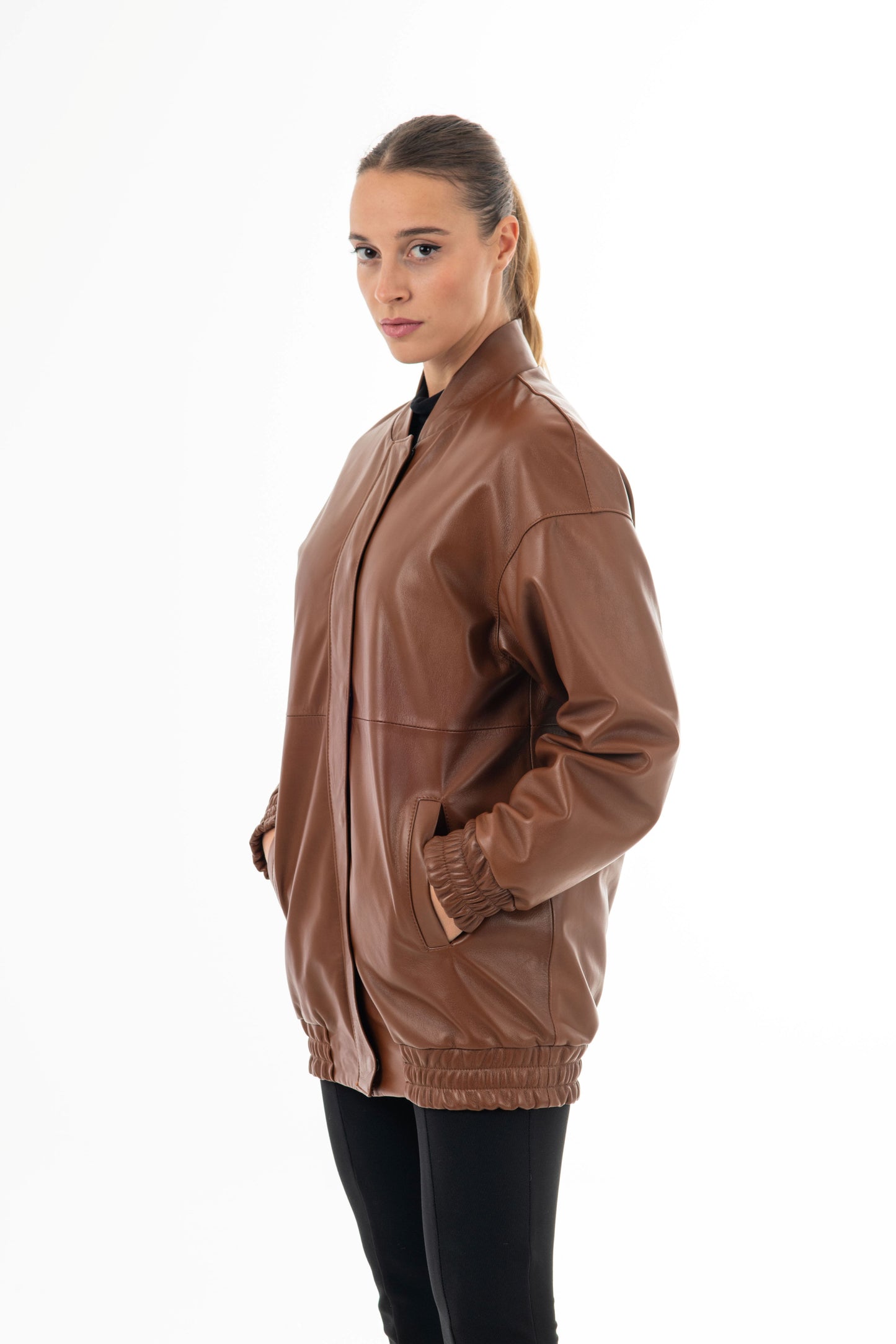 NADIA -  Women's Comfortable  Bomber Leather Jacket