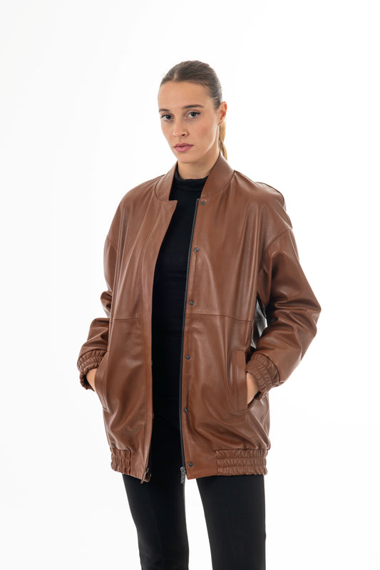 NADIA -  Women's Comfortable  Bomber Leather Jacket