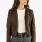 NYXA- Printed Leather Jacket in Cognac Color