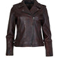 PHOEBE - Women's   Burgundy Biker Leather Jacket