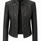 PHOEBE- Black Short Biker Leather Jacket