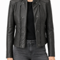 PHOEBE- Black Short Biker Leather Jacket