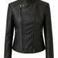 PHOEBE- Black Short Biker Leather Jacket