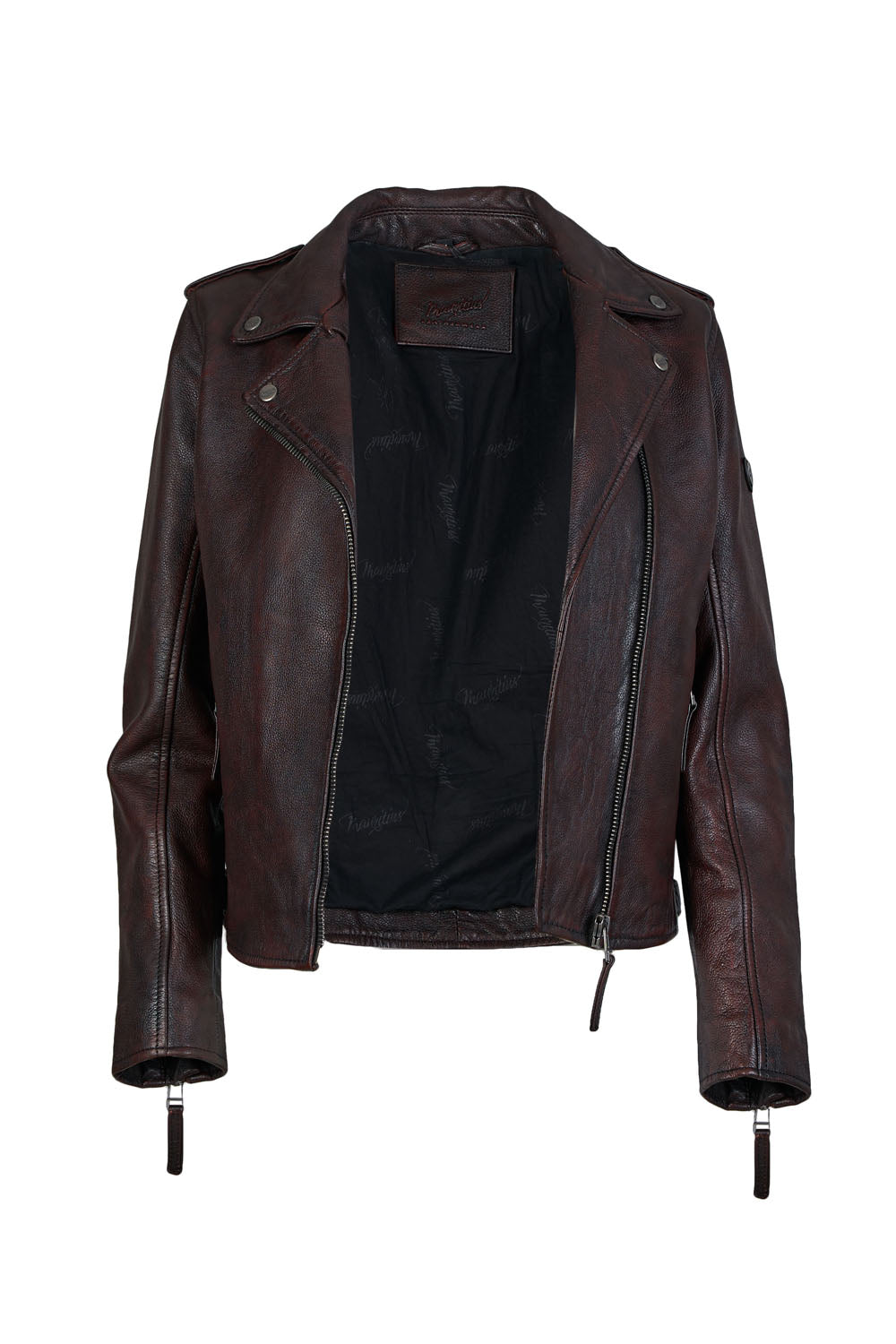 PHOEBE - Women's   Burgundy Biker Leather Jacket