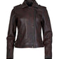 PHOEBE - Women's   Burgundy Biker Leather Jacket