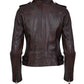 PHOEBE - Women's   Burgundy Biker Leather Jacket