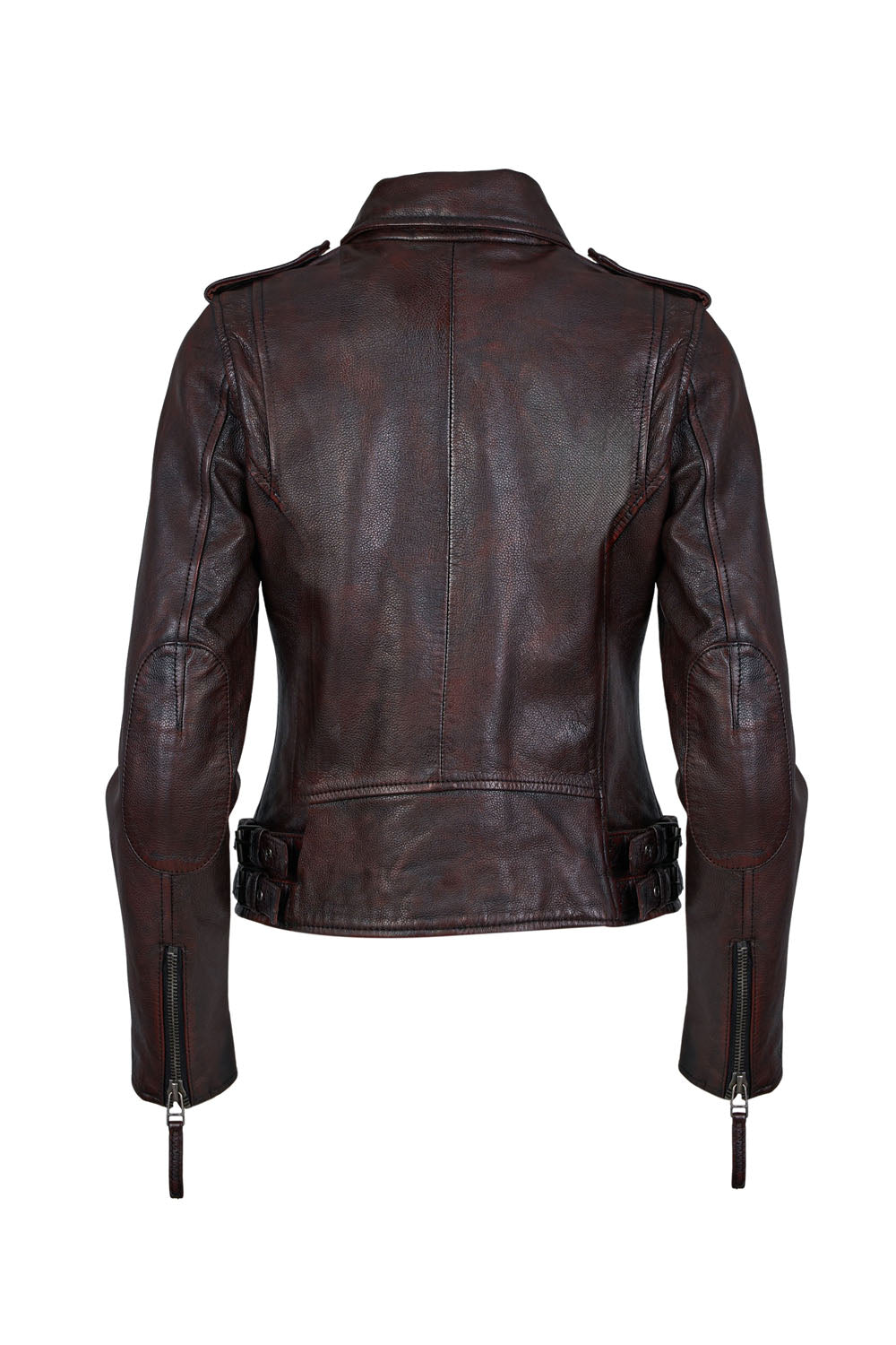 PHOEBE - Women's   Burgundy Biker Leather Jacket