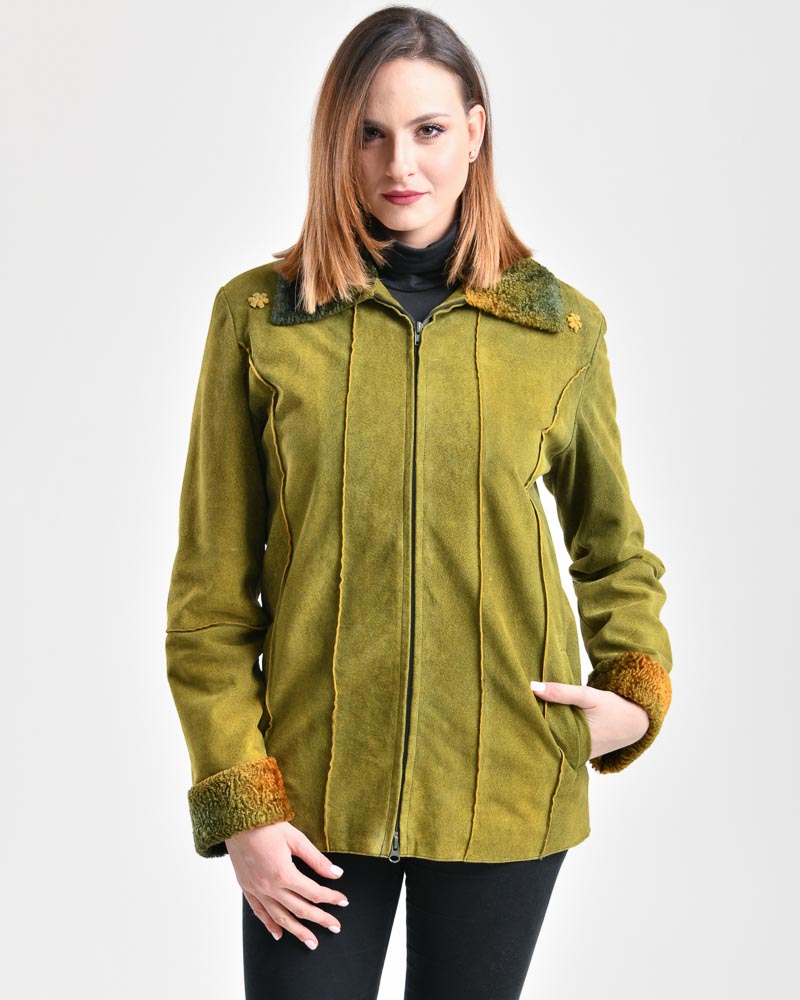 Green  Camoscio Pony Jacket