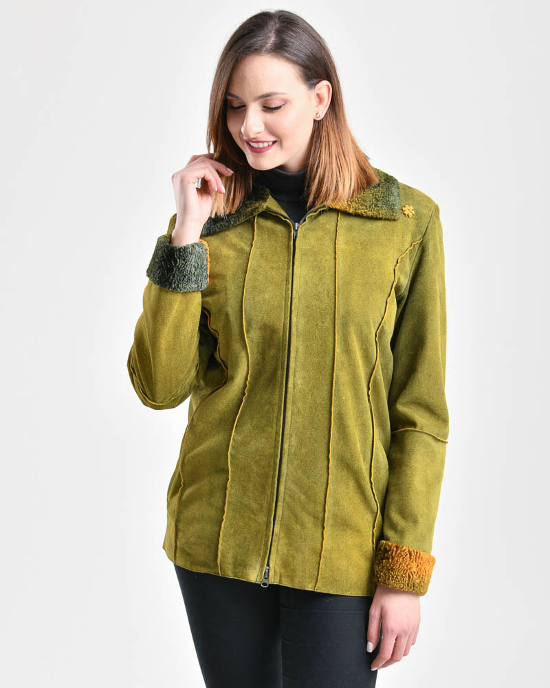 Green  Camoscio Pony Jacket