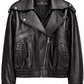 RACHEL -  Black Bomber Biker Leather Jacket