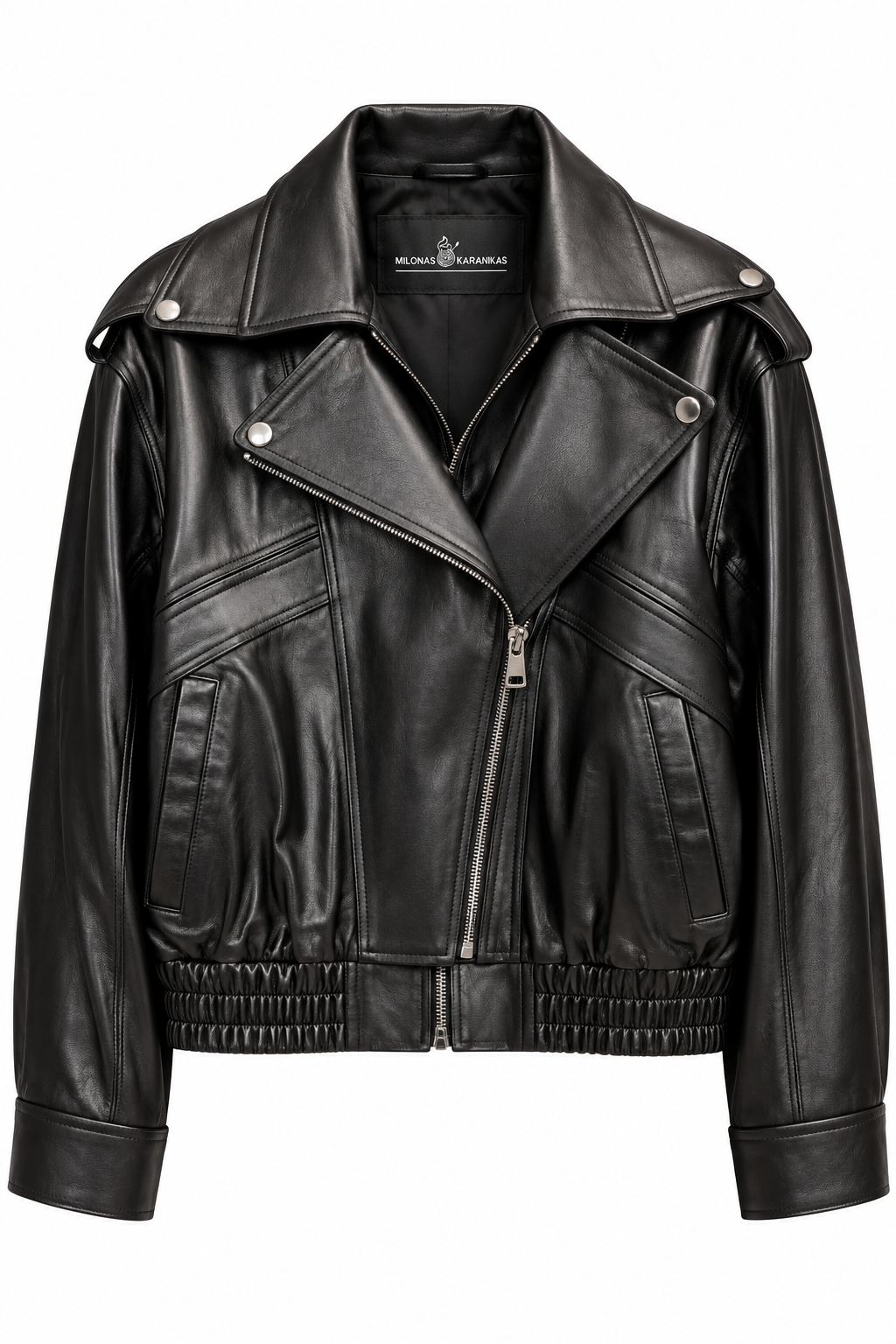 RACHEL -  Black Bomber Biker Leather Jacket