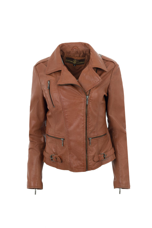 REANNA - Γυναικείο Ταμπά δερμάτινο Biker Jacket