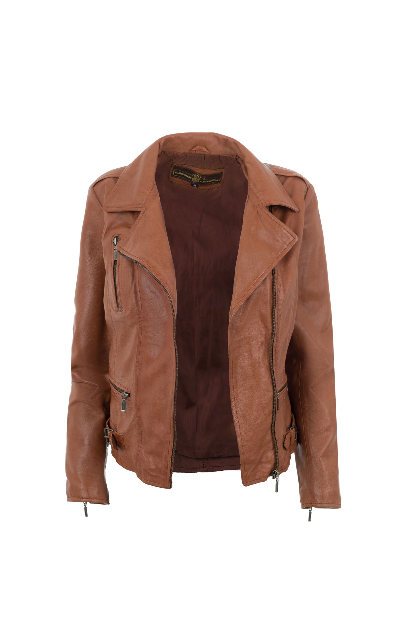 REANNA - Γυναικείο Ταμπά δερμάτινο Biker Jacket