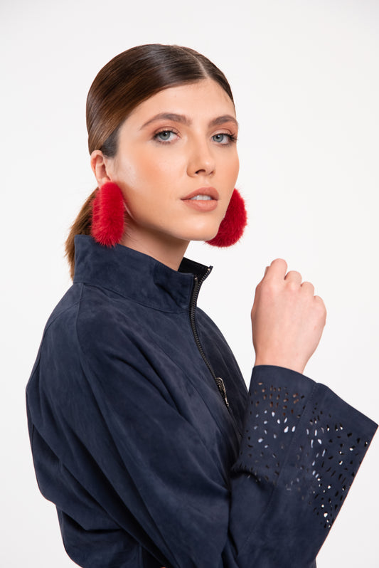 HANDMADE RED FUR EARRINGS