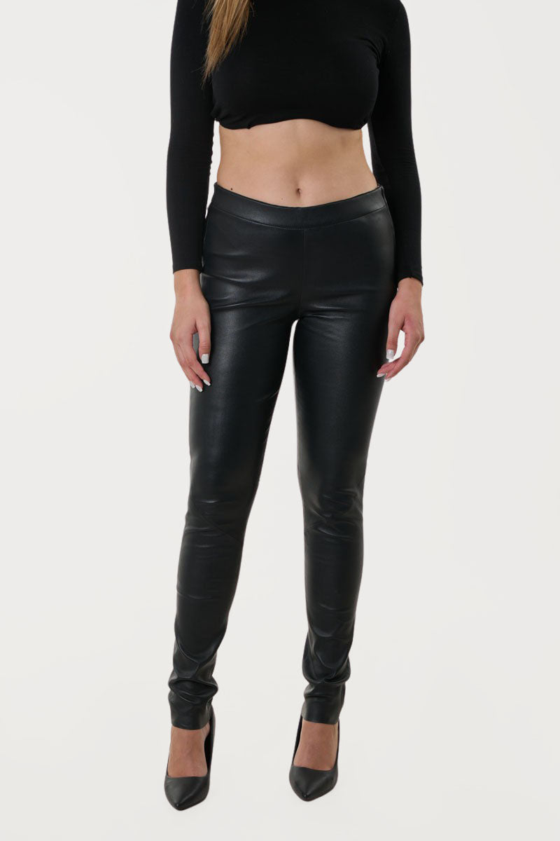 elastic leather trouser milonas karanikas