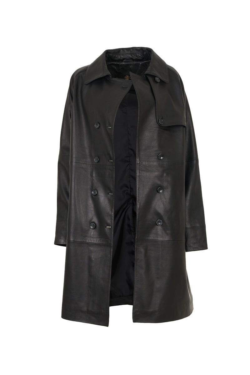 Women's Genuine Leather Trench Coat