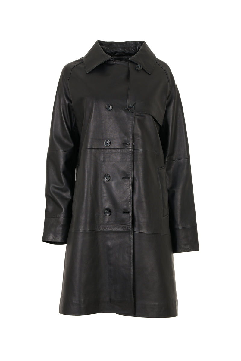 Women's Genuine Leather Trench Coat