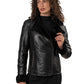 SUNDAY - Women's Biker Leather Jacket with Sheepskin Insulation