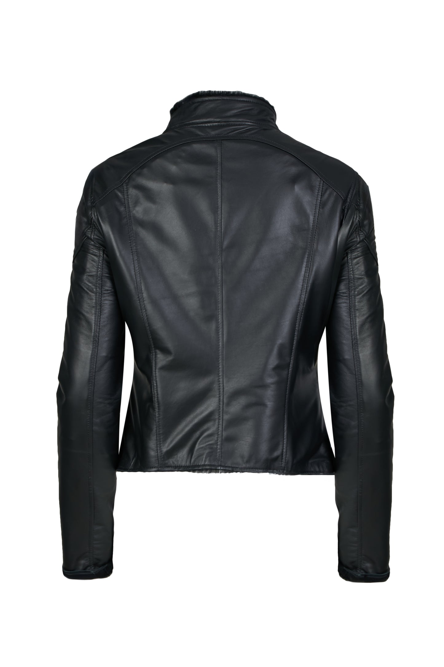SUNDAY - Women's Biker Leather Jacket with Sheepskin Insulation