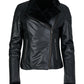 SUNDAY - Women's Biker Leather Jacket with Sheepskin Insulation