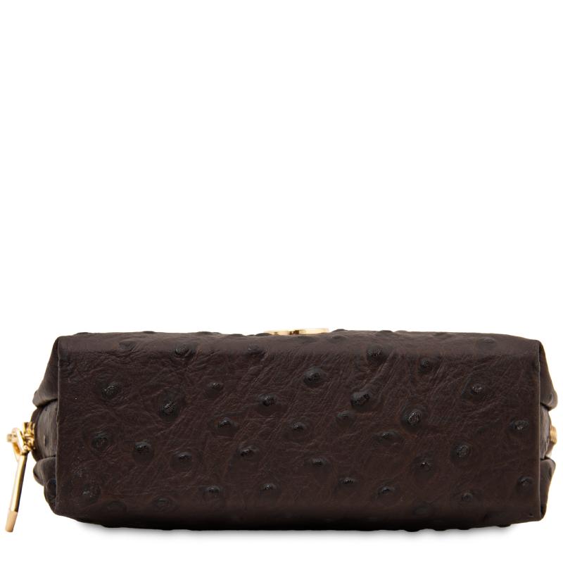 Vera Leather toiletry case in ostrich-print leather