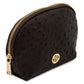 Vera Leather toiletry case in ostrich-print leather
