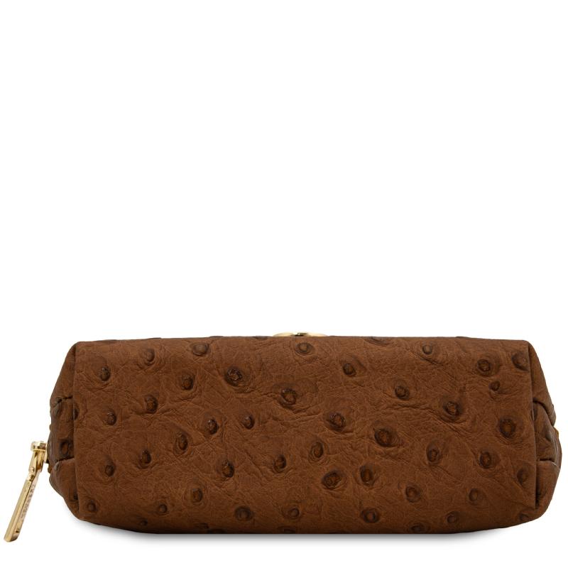 Vera Leather toiletry case in ostrich-print leather