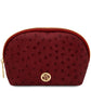 Vera Leather toiletry case in ostrich-print leather