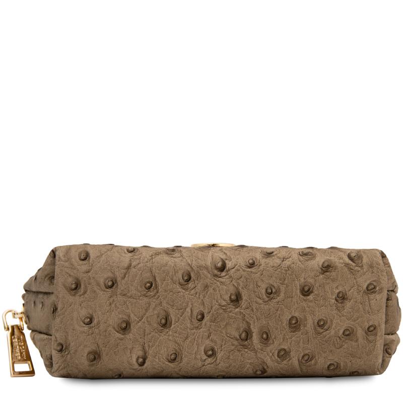 Vera Leather toiletry case in ostrich-print leather