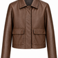 VALIA - Women's Brown Leather Jacket