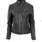 Women’s black slim fit nappa leather jacket"
