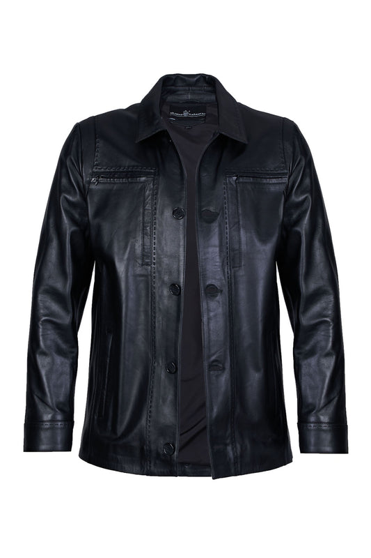 VAUGHN - Men's Long Leather Blazer