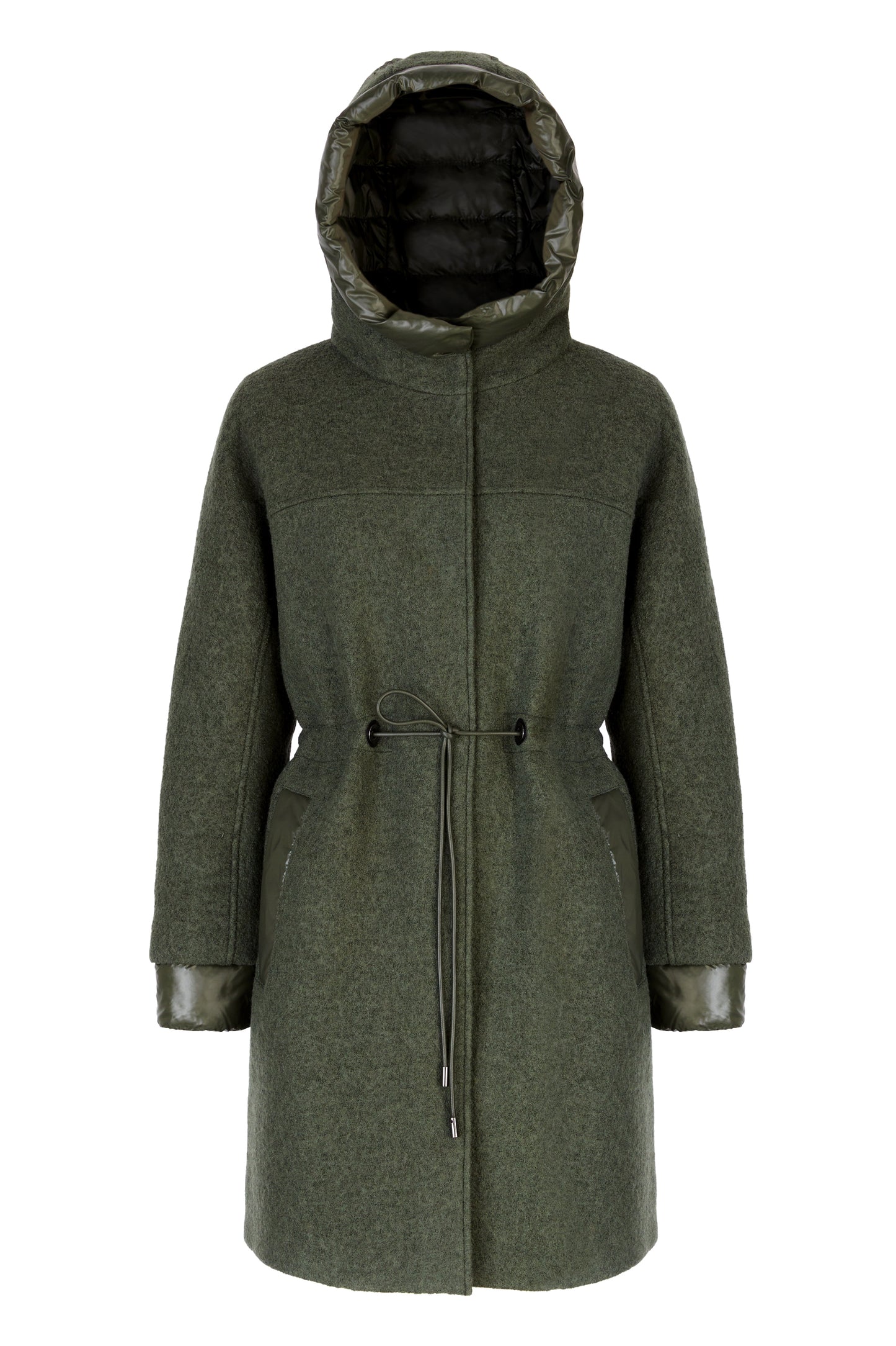 GEOX KLEOPY – Women’s Green Long Boiled Wool Coat
